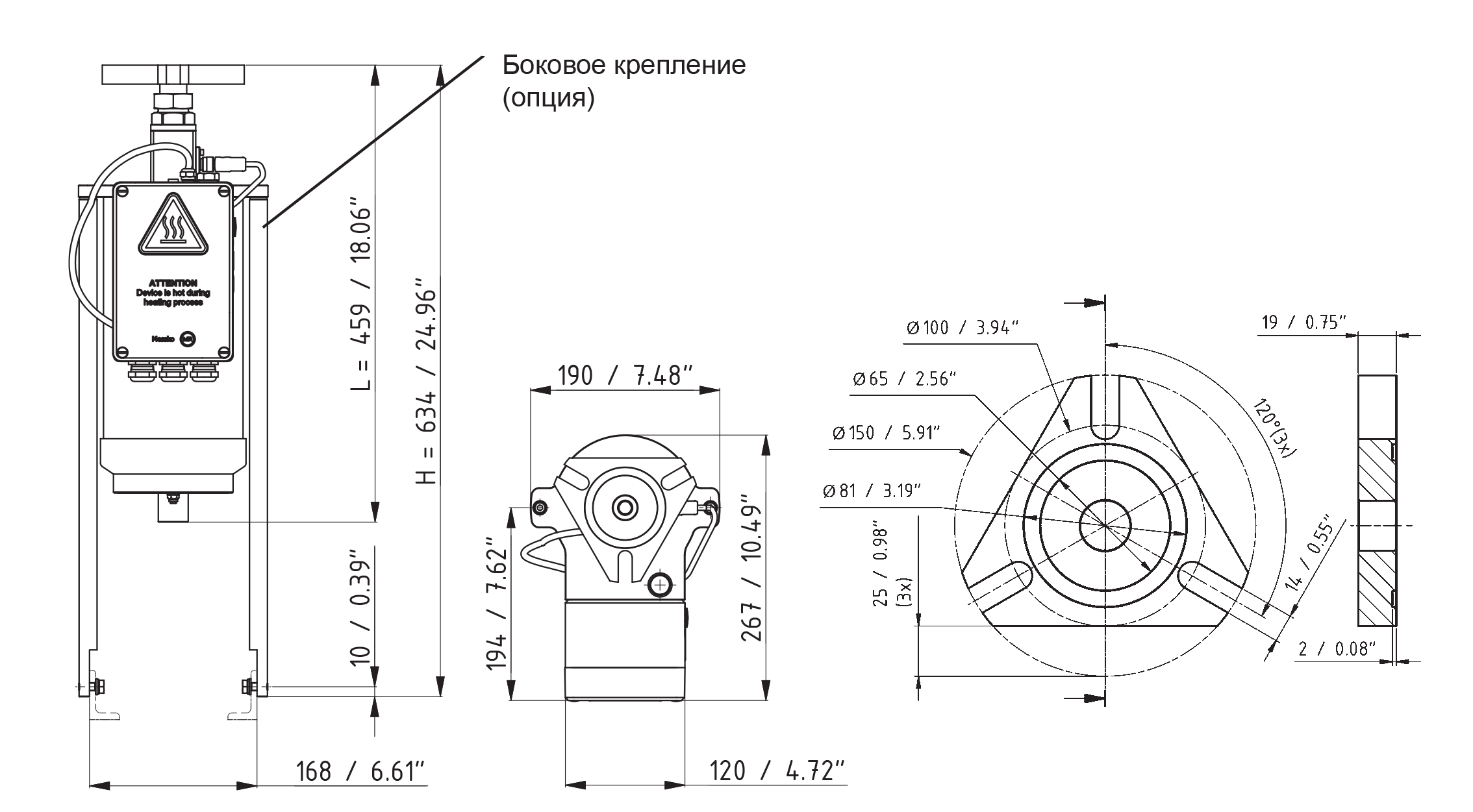 Размеры осушителя MTrab с фланцем DIN 4252-3