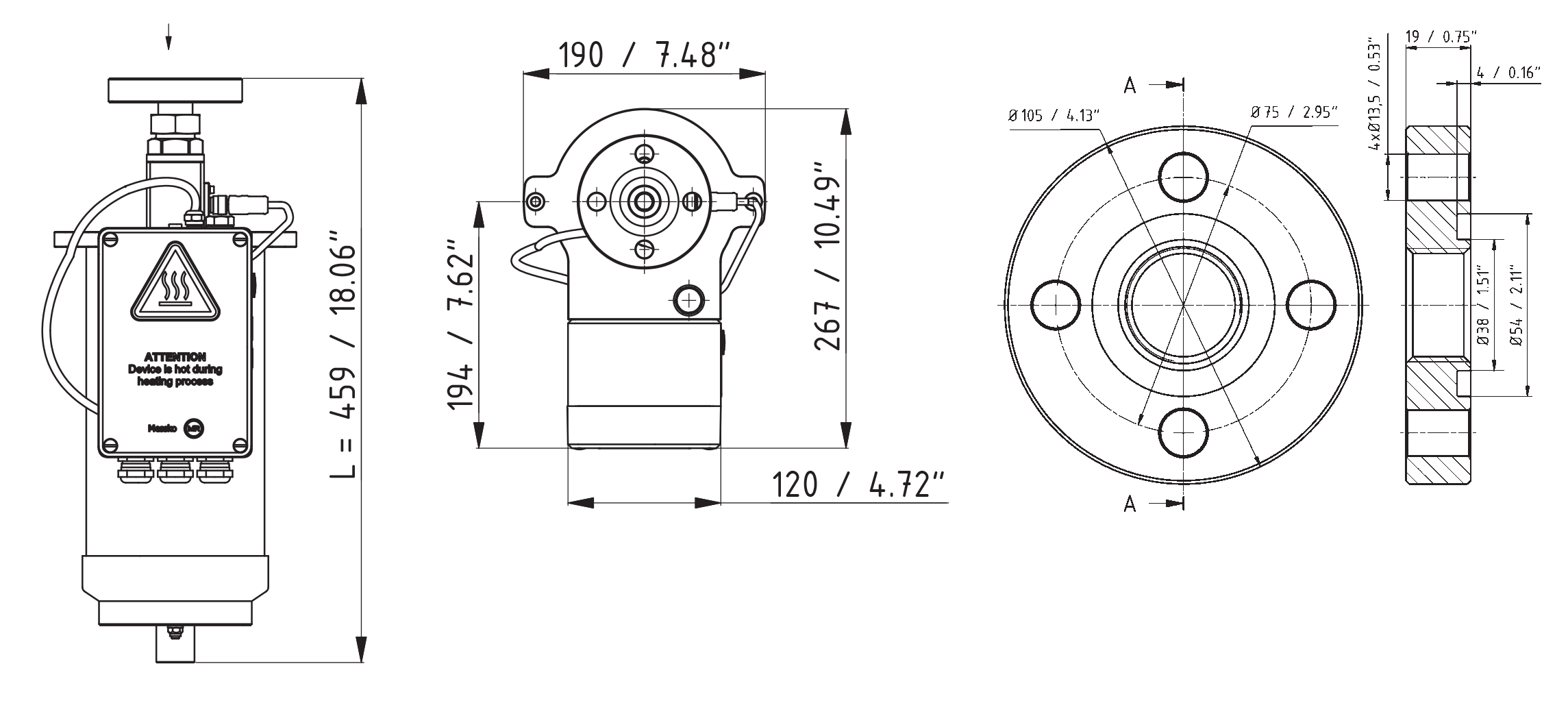 Размеры осушителя MTrab под болт полдюйма